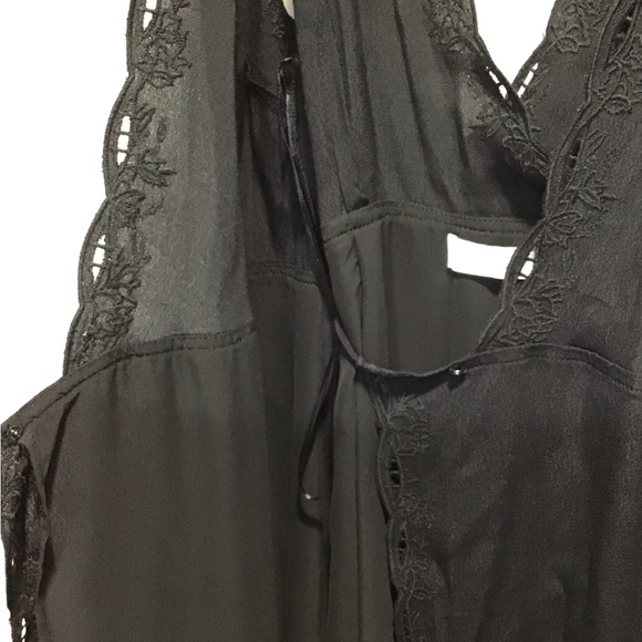 ASTR The Label Revolve Isabella Black Maxi Wrap Dress Embroidered Eyelet Size M - Picture 12 of 12